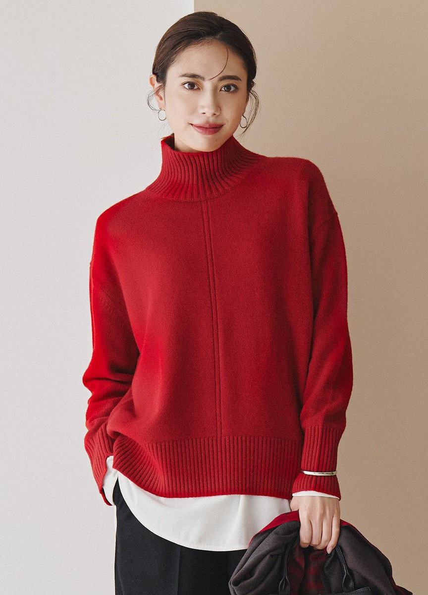 輕柔喀什米爾混紡高領上衣